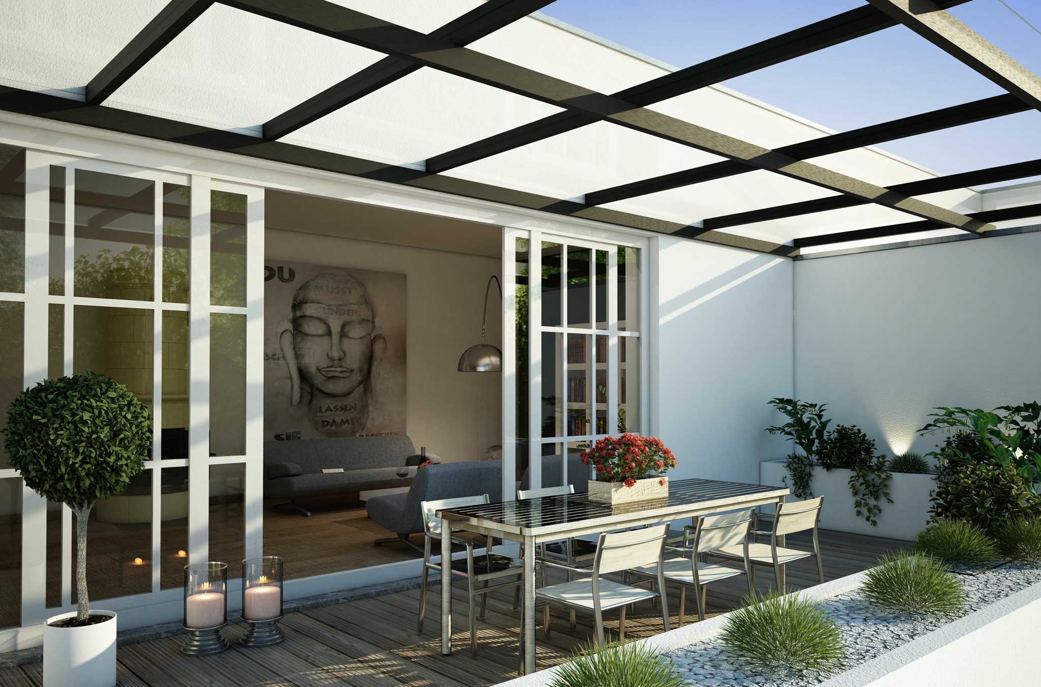 In Babenhausen und Umgebung baut Metallbau Rock individuelle Terrassendächer